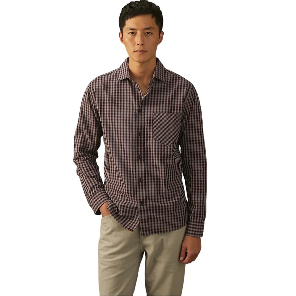 BILLY REID Tuscumbia Plaid Long Sleeve Shirt In Wine/Grey